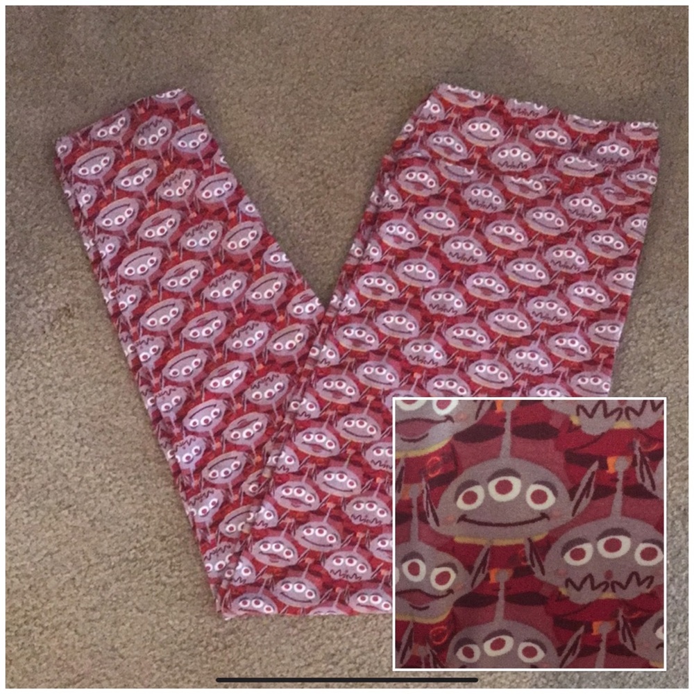 LulaRoe DISNEY Toy Story 3-Eyed Alien Print LEGGINGS *TC2*